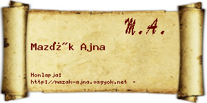 Mazák Ajna névjegykártya